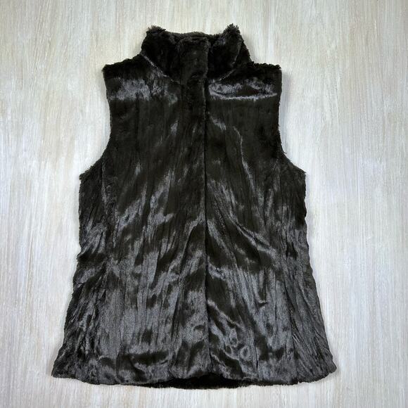 Banana Republic Soft Faux Fur Sleeveless Button Snap Lined Layering Vest Medium - Picture 1 of 16